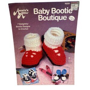 Baby Bootie Boutique Crochet Pattern Book Annies Attic With 7 Designs 1989 Vtg
